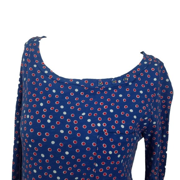 Postmark Blue Polka Dot Banter 3/4 Sleeve Tee Top - Picture 2 of 6